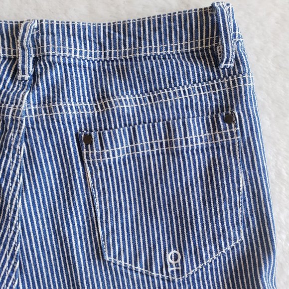 NOWADAYS Skinny Mid Rise Stretch Pinstripe Blue/White Girls Pants Size 14 - Picture 9 of 16